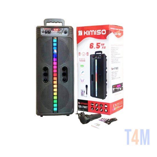 COLUNA KIMISO QS-7607 6.5" X 2 COM MICROFONE E CONTROLE REMOTO